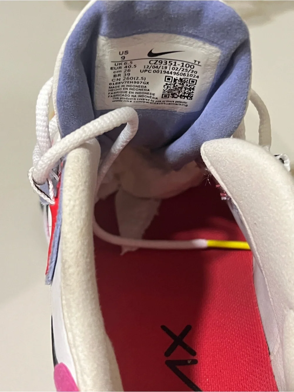 Nike Air270 React White Sneakers with Yellow, Pink & Red Accents